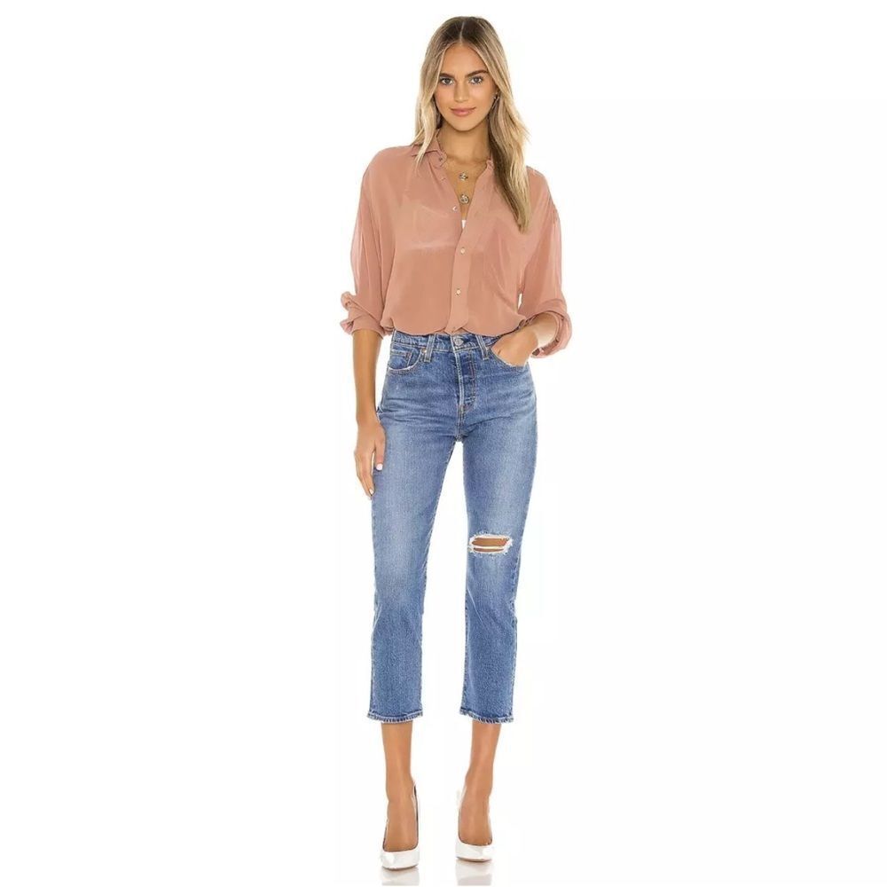 Levi's Wedgie Straight Button Fly Cropped Hi-Rise Jeans in Jive Size 26
